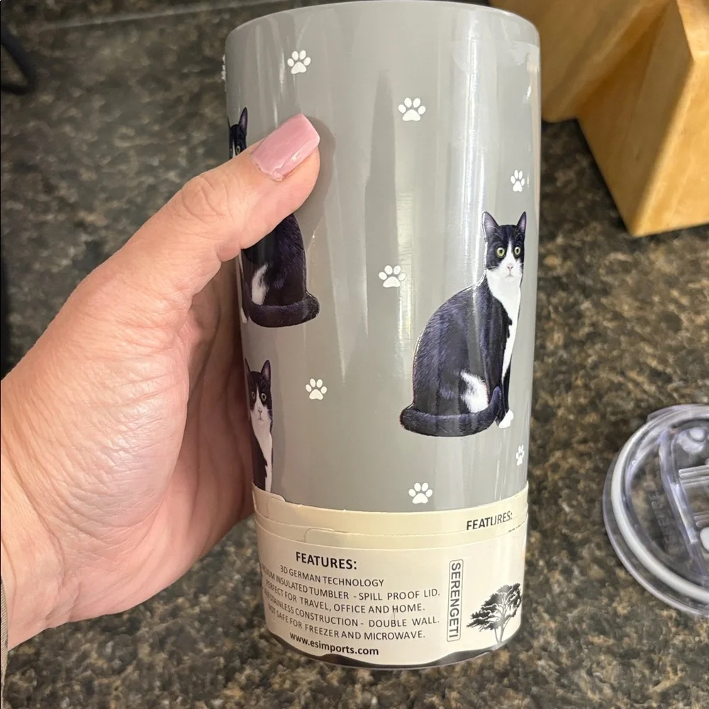 NWT Serengeti Tumbler Black & White Cat - Picture 2 of 4